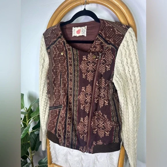 Anthropologie Lilka Purple Brown Patterned Jacket sz M - Picture 3 of 5